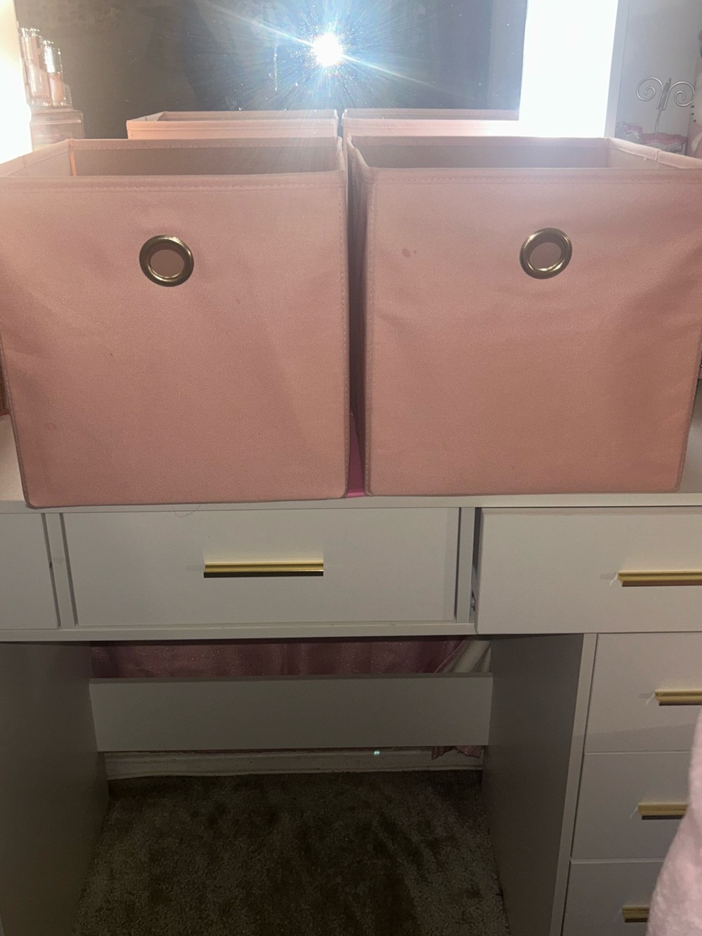 Pink Fabric Storage Cube - Set of 2
